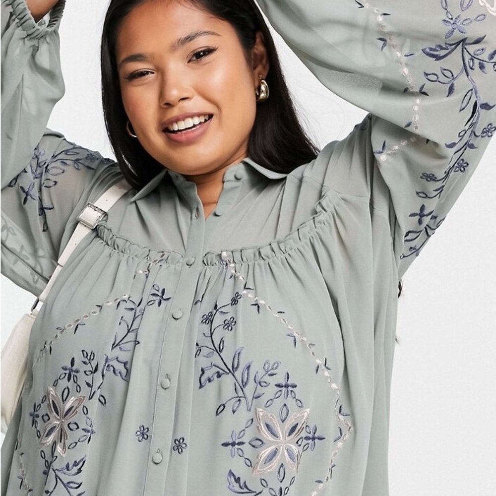 Asos Curve Design Curve Soft Mini Smock Shirt Dre… - image 2